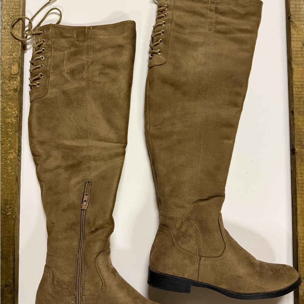 XOXO Women's Over the Knee Tan Boots
